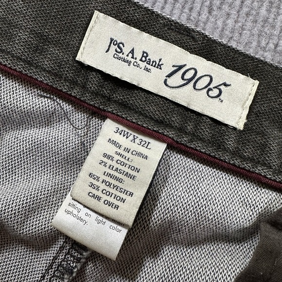 Jos A Bank 1905 Pants Mens Size 34x32 Gray Tailored Fit Cargo Pocket Classiccore - Picture 4 of 11